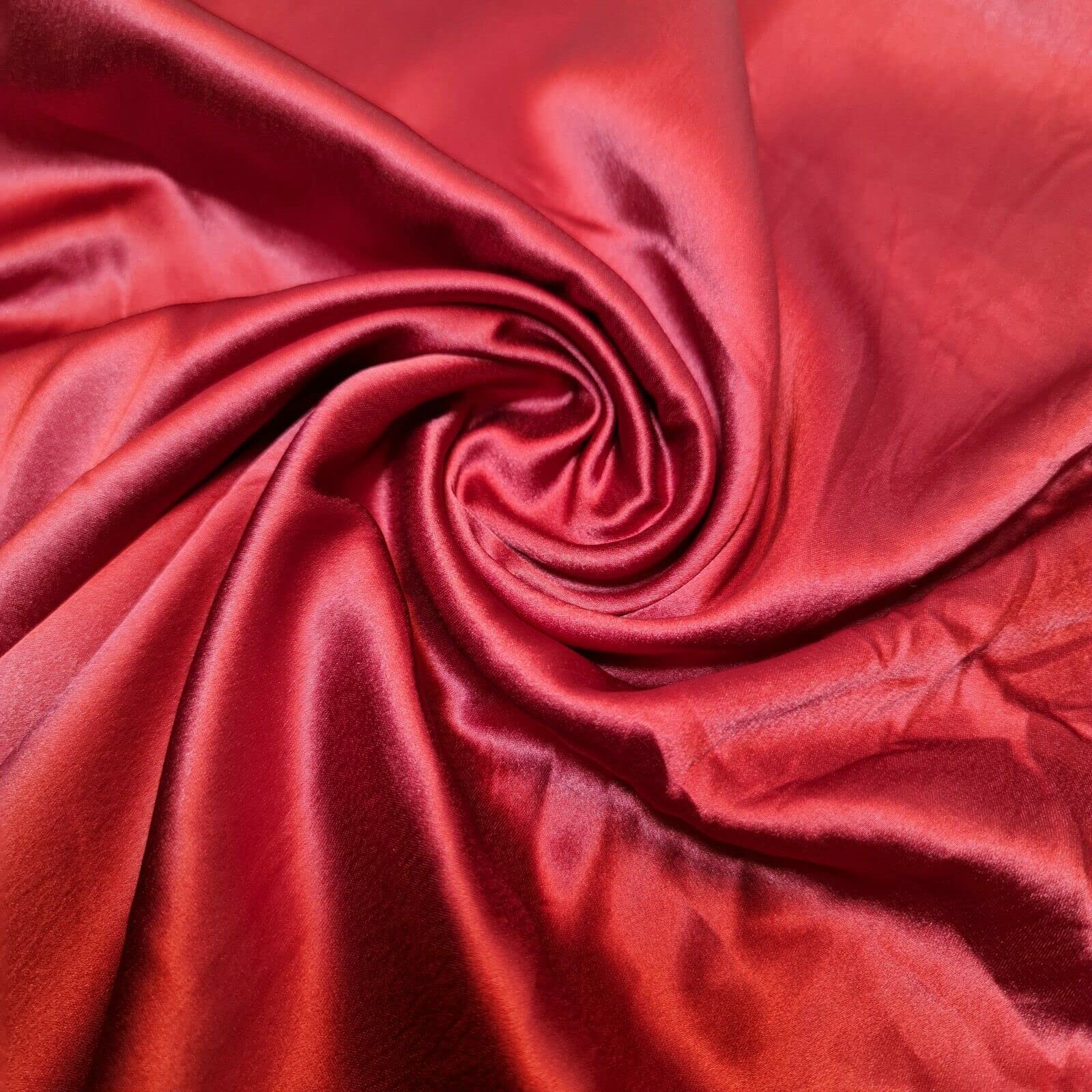 Glossy Charmeuse Silk Satin Bridal Dress Polyester Lining Craft Fabric 44" Meter (2 Meter, Deep Red)