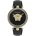 Versace Palazzo Empire Collection Luxury Womens Watch Timepieces with a Black Strap and Dial Featuring a Gold Case