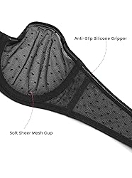 DOBREVA Women's Mesh Strapless Bra Sheer Unlined