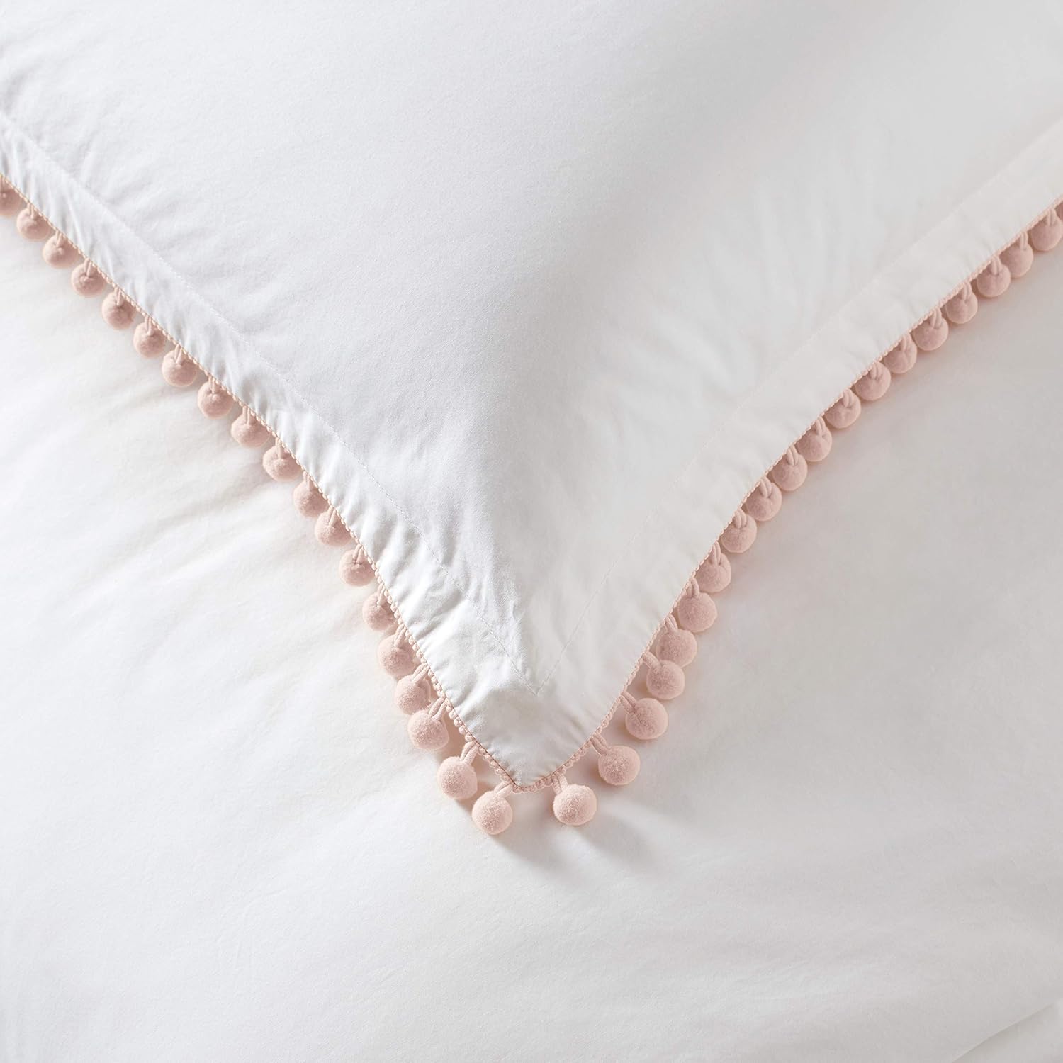  Brand – Rivet Pom-Pom Duvet Comforter Cover Set, Full / Queen, 90" x 90", Blush: Home & Kitchen