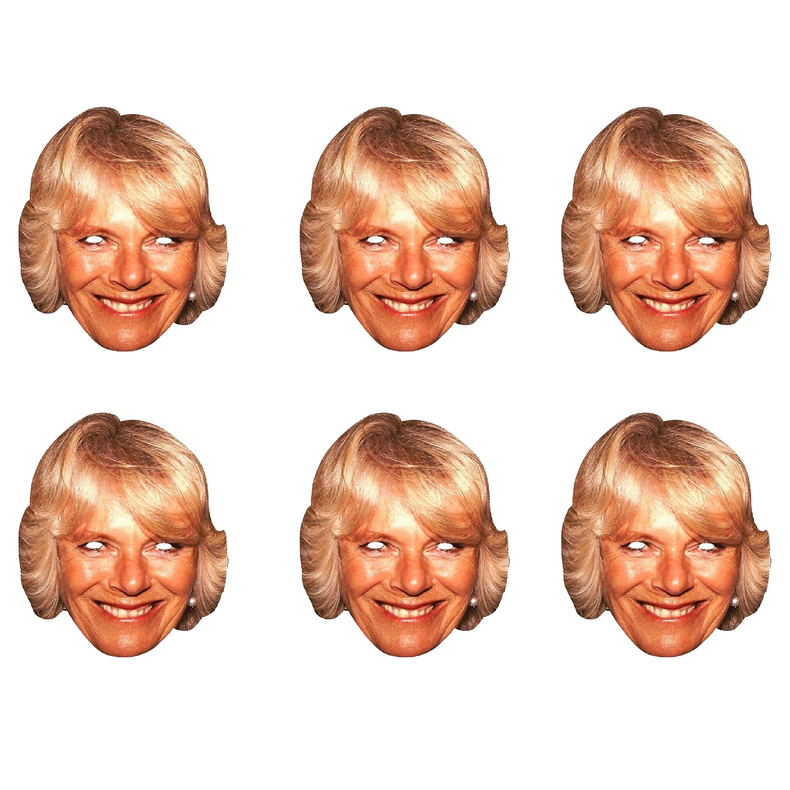 SHATCHI 20Pcs Queen Consort Camilla Parker Royal Family Face Mask King’s Coronation Supplies Celebrities Face Masks UK Hen Night Stag Parties Fancy Dress Bulk Wholesale