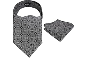 Alizeal Mens Vintage Circle Pattern Cravat Set with Hanky Casual Self-tied Neckerchief Set