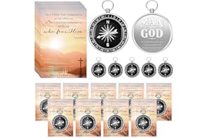 Mootycapa 20 Sets Compass Bulk Father Bible Verse Mini Compass Man of God Religious Cards Christian Cards and OPP Bags for Dad Pastors Gifts Church Nautical Travel Themed Party Decor