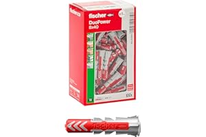 Fischer 100 x DuoPower Dowels 8 x 40 mm for Solid Wall, Perforated Brick, Plasterboard, 537641