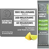 Electrolyte Drink Mix Hydration Packets: 1000mg Sodium, Potassium & Magnesium Citrus Salt Hydrating Powder, Zero Sugar - 30 Lemon Lime Electrolyte Powder Packets, For Rehydration or Dehydration Relief