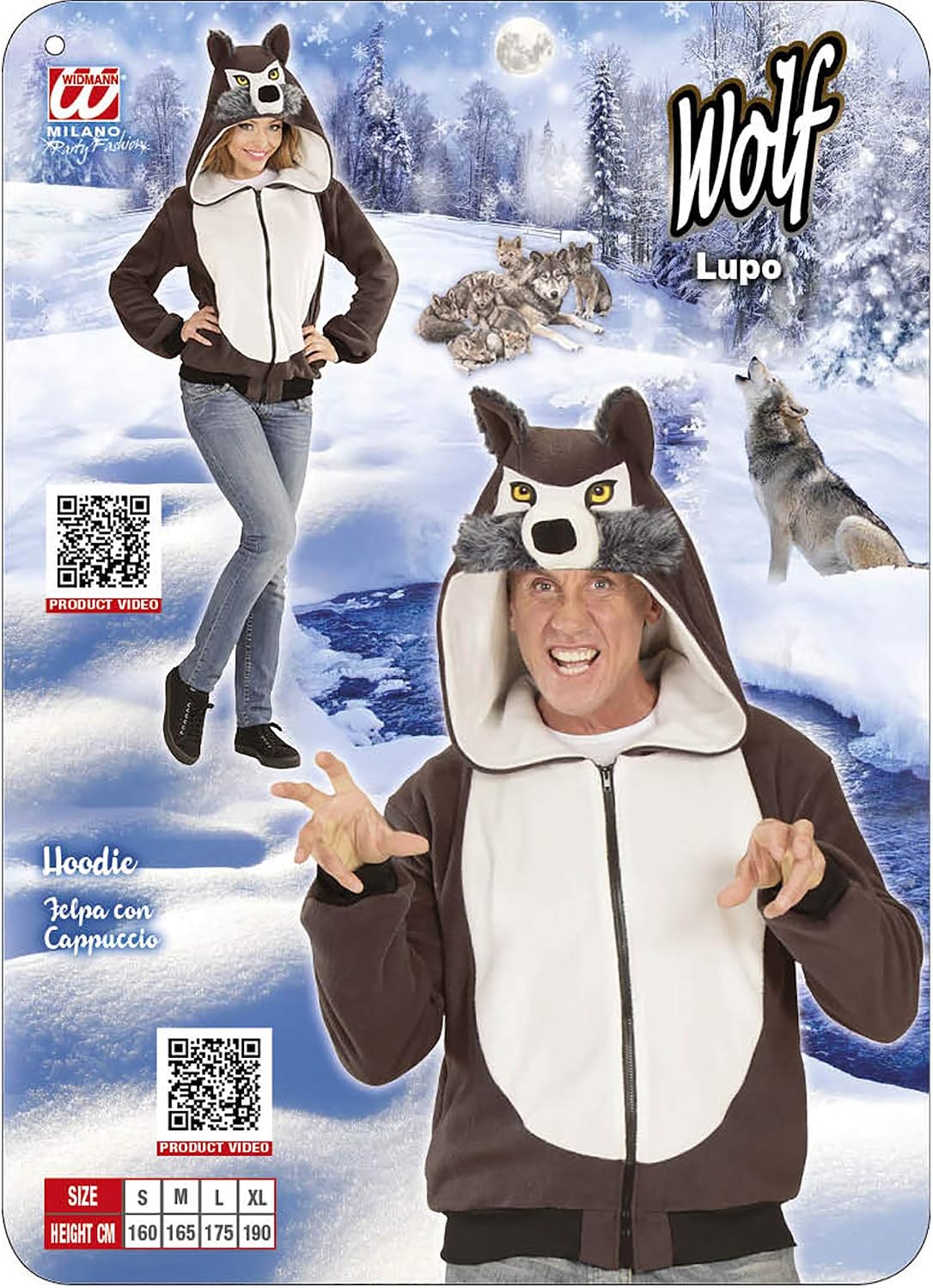 Widmann 07017 Adult Costume Wolf ? Hooded Pullover ? Grey, L-XL - Image 3