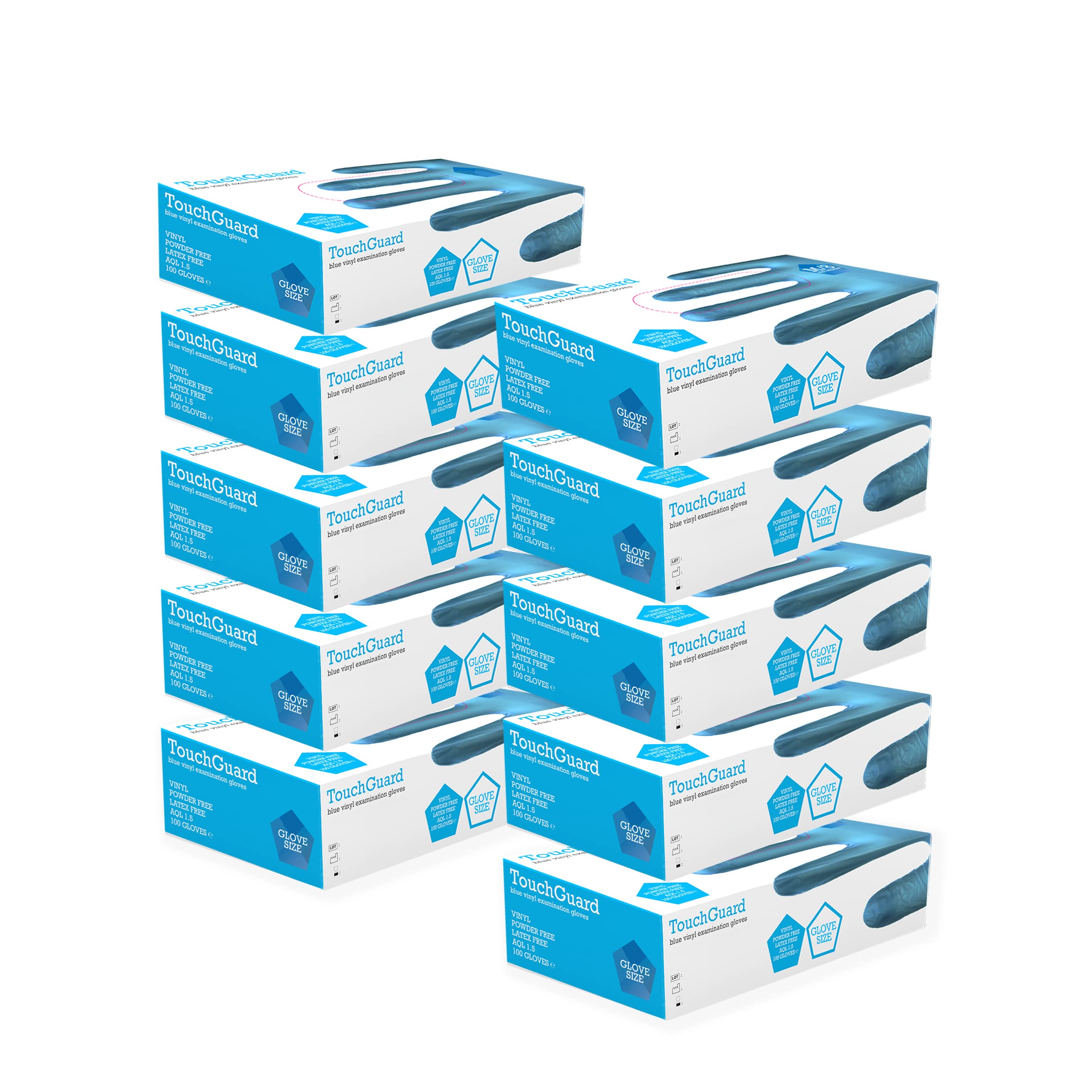 TouchGuard Clear Vinyl Disposable Gloves, Powder-Free, Box of 4*100, Medium