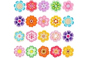 AUGSUN 36 Pieces Floral Iron on Patches,Flower Sew on Patches Floral Embroidery Appliques for Clothes DIY Crafts Fabric Decor