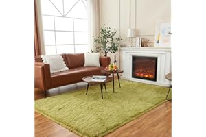 AMTOVO Area Rugs for Living Room, Fluffy Green 5x7 Clearance Bedroom Rug, Large Throw Shag Carpet for Nursery, Kids, Playroom Home Decor