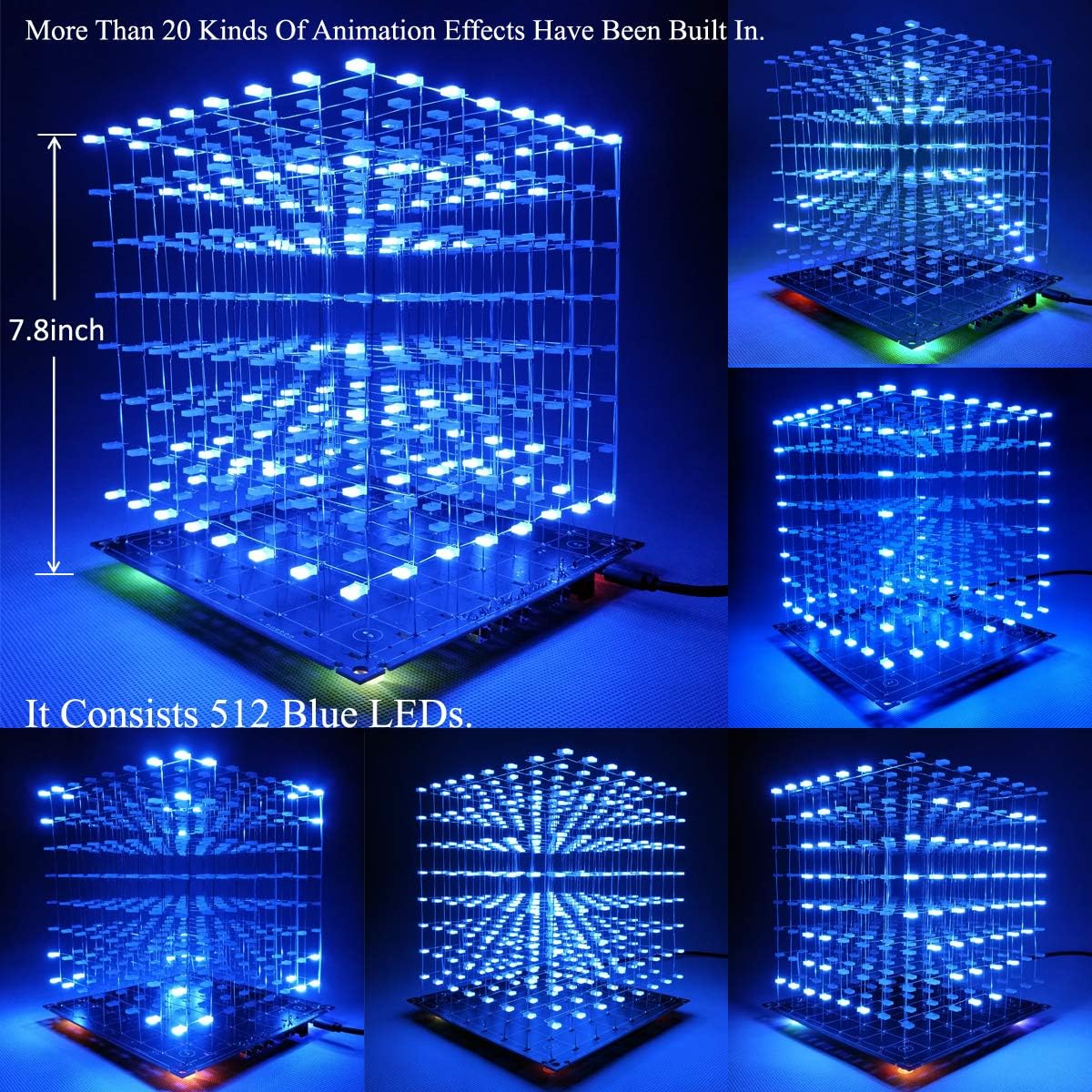 iCubeSmart 3D Led Cube DIY Electronics Kit Soldering Project Kit (3D8S-BLUE) - Image 3
