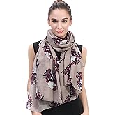 Lina & Lily Skulls and Roses Print Women's Large Scarf Lightweight