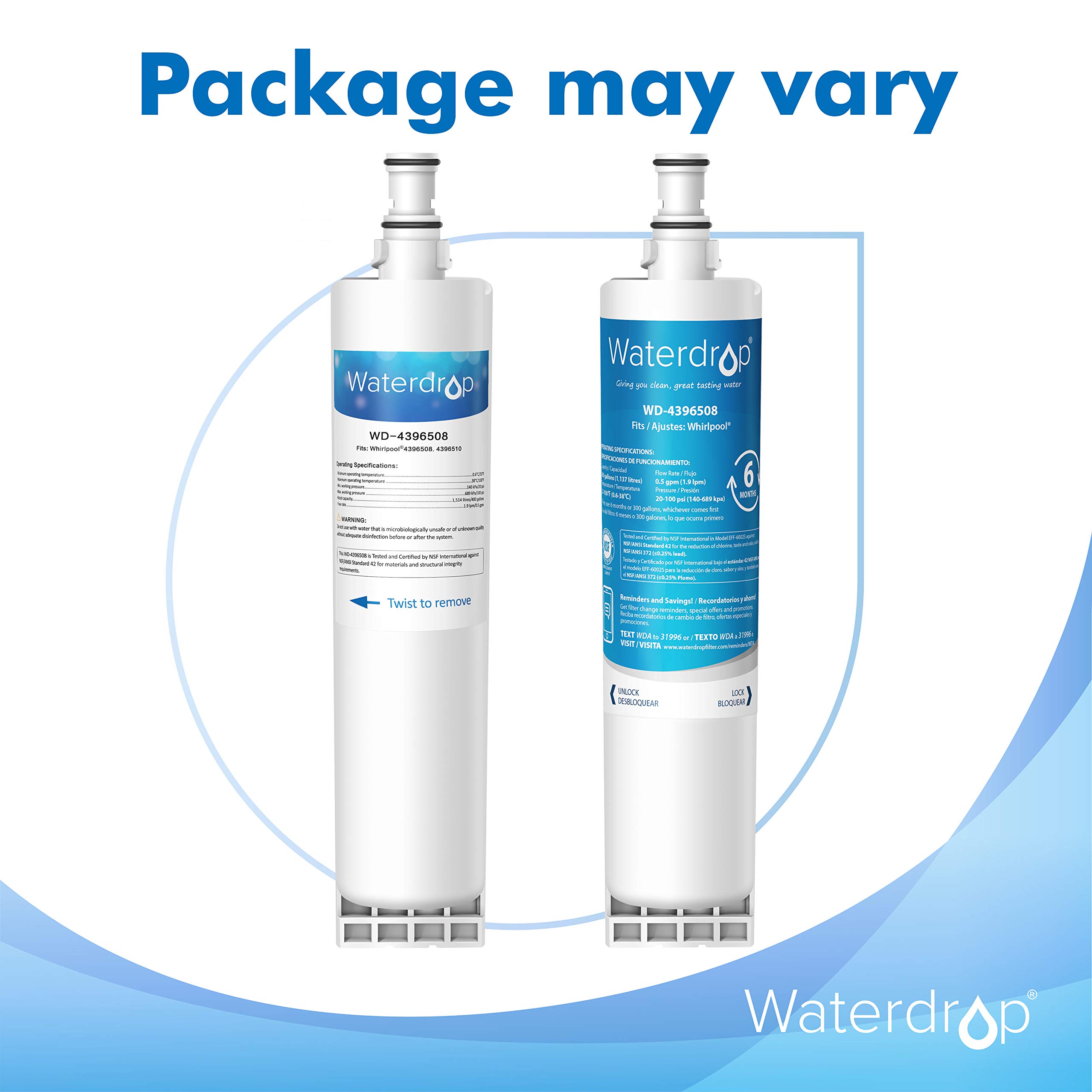 Waterdrop 4396508 Refrigerator Water Filter, Compatible with Whirlpool