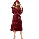 HEARTNICE Womens Hooded Fleece Robe, Soft Bathrobe for Womens, Cute Long House Coat