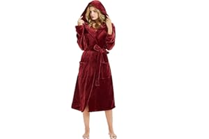 HEARTNICE Womens Hooded Fleece Robe, Soft Bathrobe for Womens, Cute Long House Coat