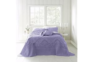 BrylaneHome Bedding Lightweight All Season Modern Amelia Quilted Damask Oversized Ultra Soft Bedspread - Queen, Lavender