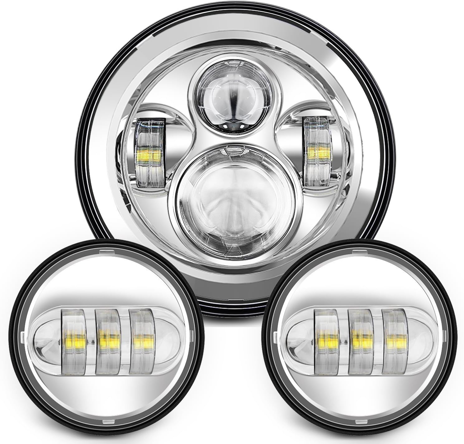 QXXZ 7 Inch Chrome Harley Daymaker LED Headlight+ 2X 4-1/2" Fog Light Passing Lamps For Harley Davidson Motorcycle