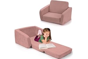 ZICOTO Comfy Kids Chair for Toddler - Stylish 2 in 1 Lounger Made of Memory Foam Easily Unfolds Into a Soft Baby Couch to Nap On - Modern Fold Out Sofa for The Little Ones