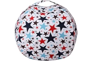LMYOVE Stuffed Animal Storage Bean Bag Chair Cover for Kids, Zipper Storage Bean Bag for Organizing Plush Toys for Girls and Boys (26", Colorful Stars)