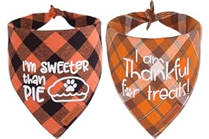 ADOGGYGO Thanksgiving Dog Bandanas, Orange Plaid Pet Scarf, Premium Cotton Fabric, Multiple Sizes Offered, Fall Thanksgiving Bandanas for Large X-Large Dogs Pets (X-Large)