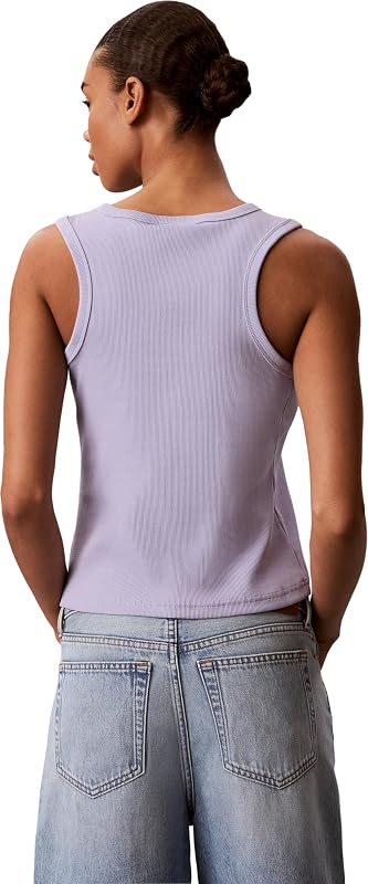 Damen Tank Top Woven Label Cotton Rib mit Logo, Violett (Cosmic Sky), S