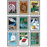 Vintage Disney Posters - Disneyland Ride Posters, Disney Home Decor Adult, Vintage Retro Wall Art, Haunted Mansion, Disneyland Gifts, Collectibles, Memorabilia - Unframed Reproduction Set of 9 (11x17)