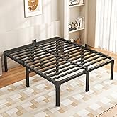 ROIL 14 Inch Queen Size Bed Frame with Mattress Slide Stopper - Double Black Basic Anti Squeak Steel Slats Metal Platform, Heavy Duty Noise Free Easy Assembly Bedframes, No Box Spring Needed