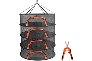 AILEEPET Herb Drying Rack Plant Hanging Mesh Dry Net with U Shaped Orange Zipper & Garden Pruning Shears for Hydroponics Flow