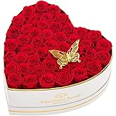 Eterfield 47 Forever Flowers in Heart Shape Box, Preserved Roses That Last a Year Preserved Flowers Birthday Gifts for Her Mom Women Wife Anniversary Valentines Day Mothers Day Christmas, Red
