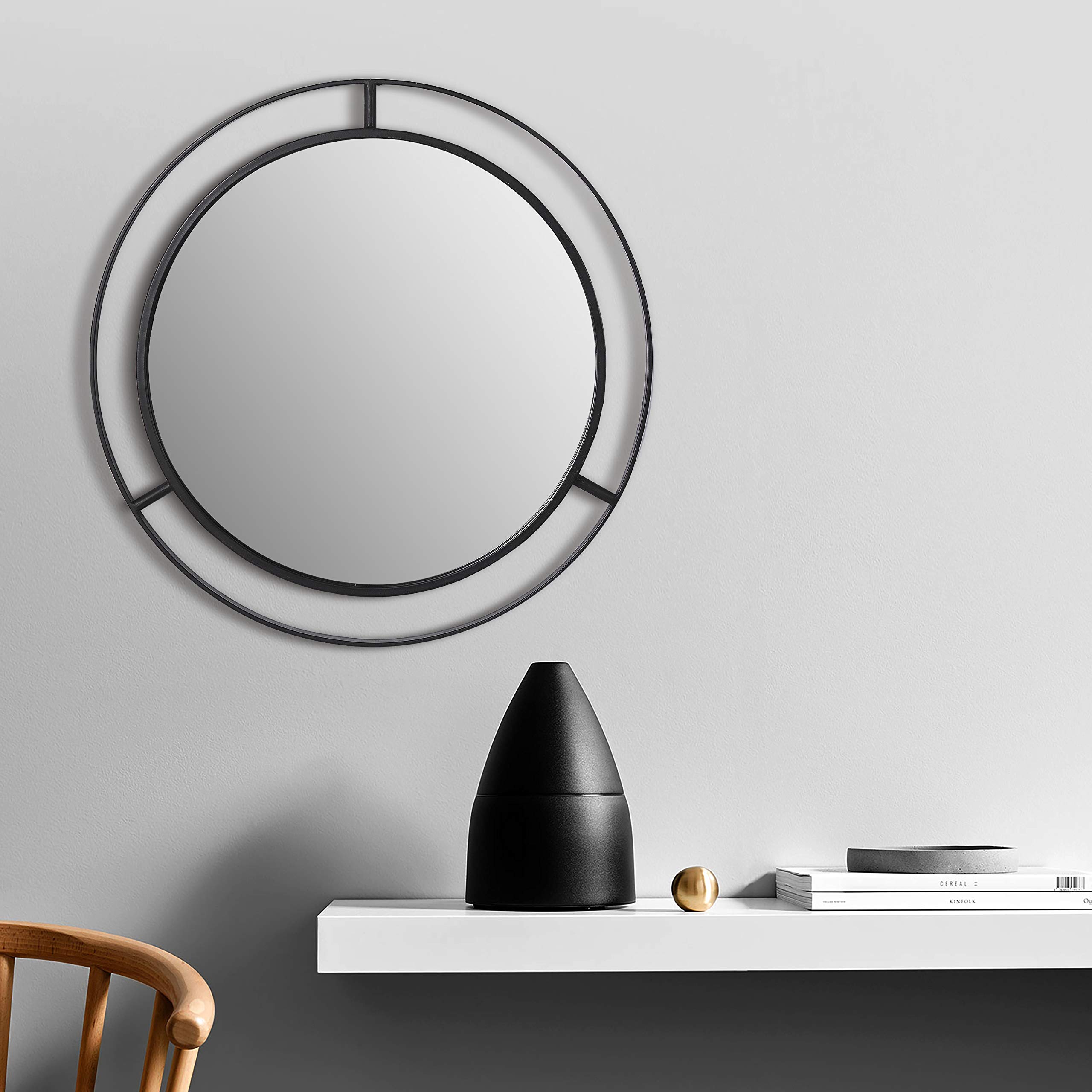 Decorative Mirrors for Wall Decor Round Wall Mirror with Circle Ring Frame for Bedroom Bathroom Living Room Entryway