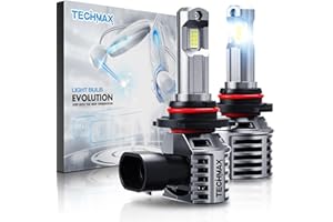 TECHMAX 9005 Light Bulb, HB3 9005 Fog Light Bulb w/Fan 600% Bright 6500K Wireless Direct Insertion Plug and Play, Pack of 2