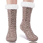 HONGTEYA Christmas Women Slippers Fuzzy Socks Winter Thick Warm Socks with Grippers Non Slip Soft Cozy Fleece Lining Christmas Gifts