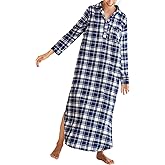 Latuza Women's Plaid Flannel Nightgowns Full Length Sleep Shirts