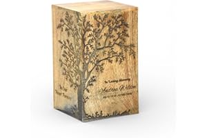 Personalized Wooden Cremation Urn with Tree of Life Engraving | Custom Memorial Urn for Human Ashes | Handcrafted Funeral Kee