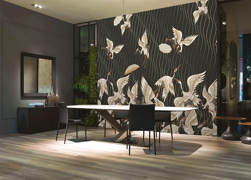 Murwall Art Wallpaper Vintage Crane Birds Wall