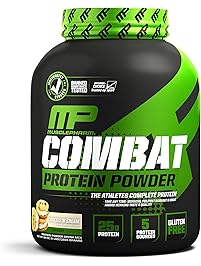 MusclePharm Combat Protein Powder - Essential blend of Whey, Isolate, Casein and Egg Protein with BCAA's and Glutamine for Recovery, Cookies 'N' Cream, 4 Pound