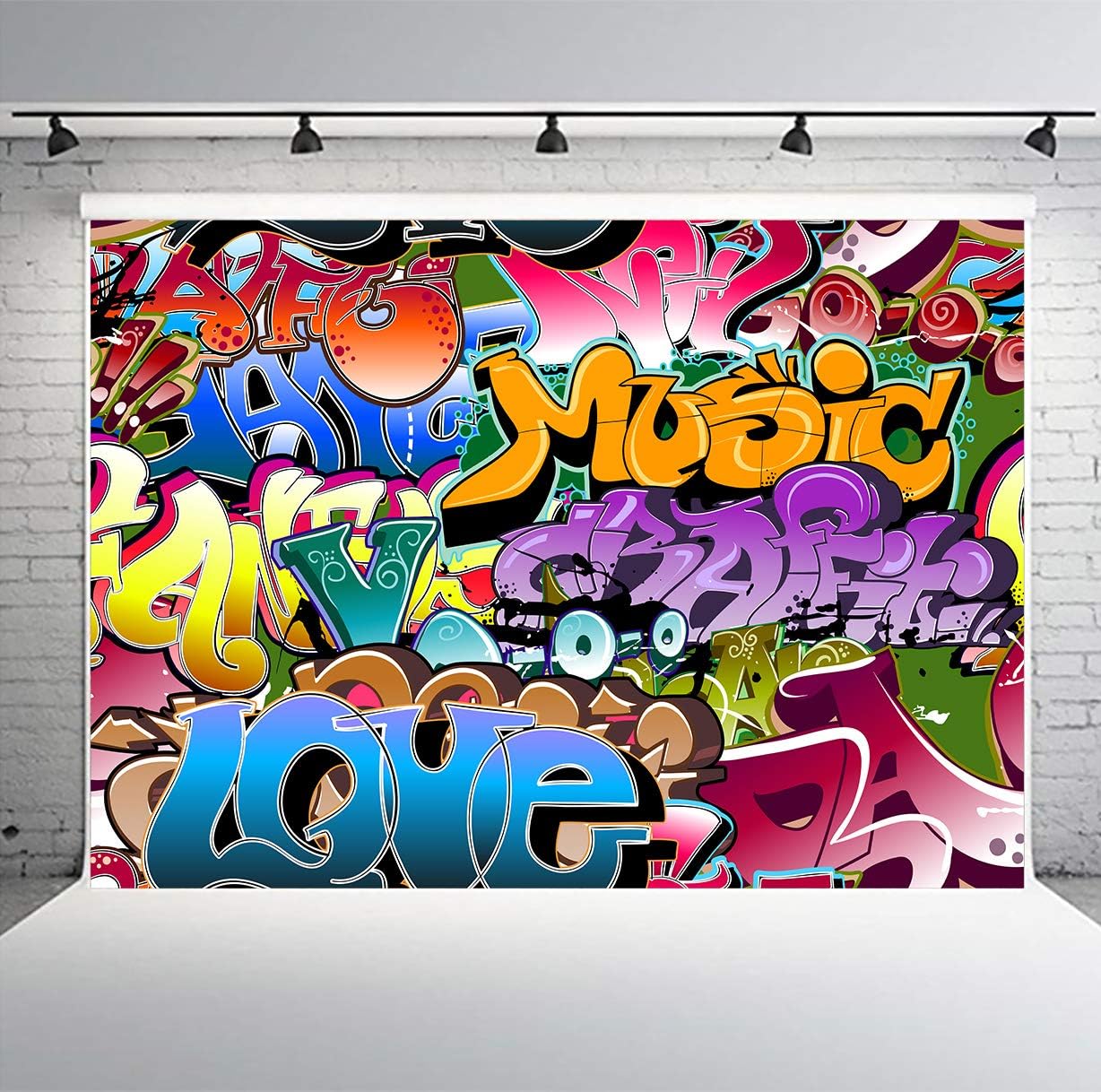 PHMOJEN Graffiti Style Photography Backdrop 7x5ft 80's 90's Themed Party Hip Hop Photo Booth Backgrounds Studio Props GEPH033