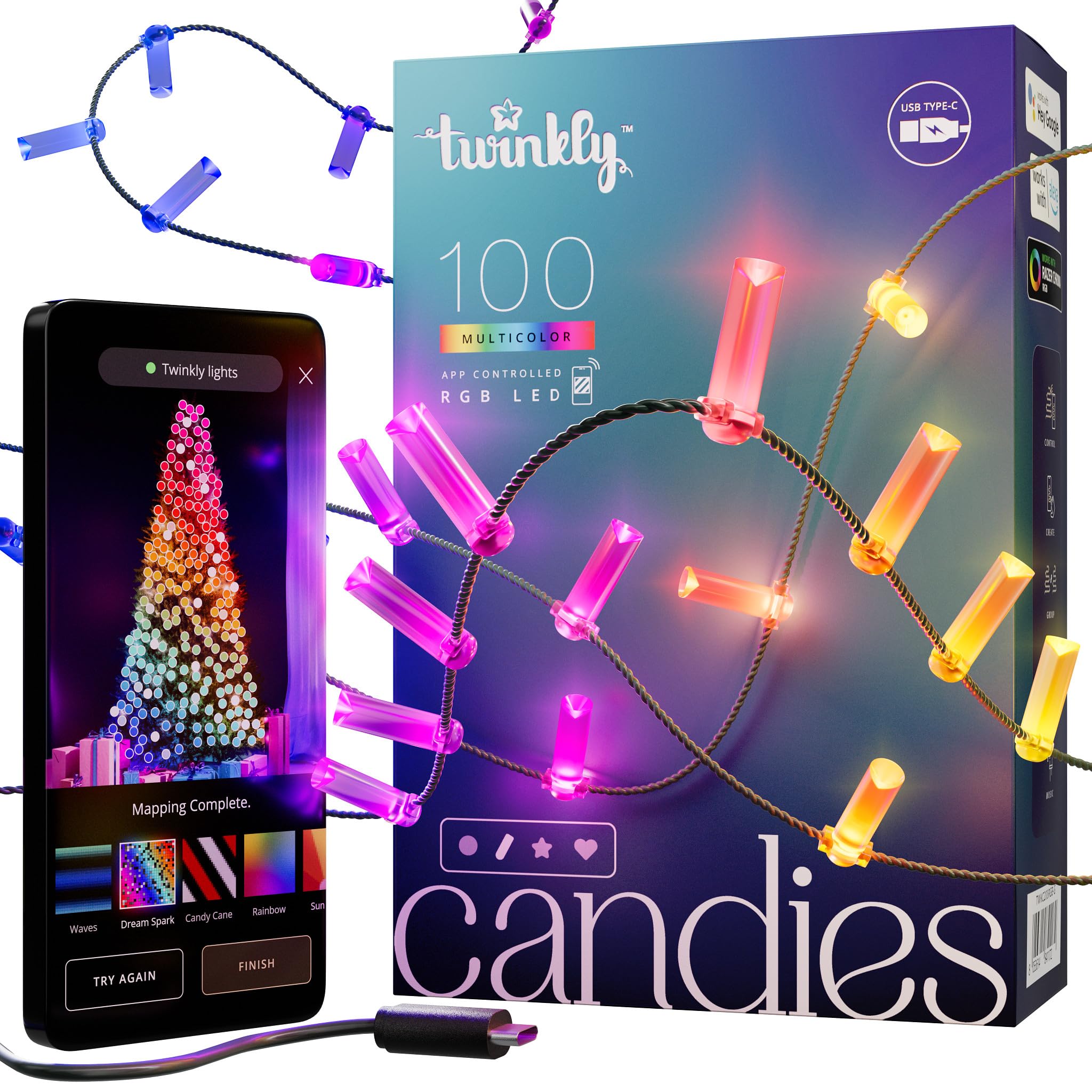 Twinkly Strings USB-C Candle-Shaped Light String