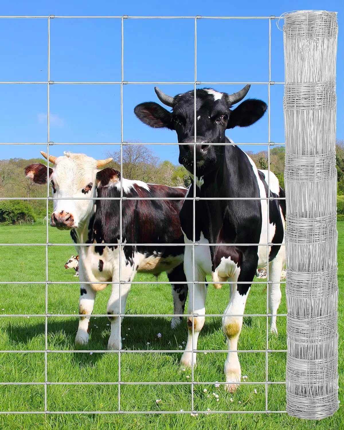 Photo 1 of Garvee Cattle Fence 6ft x 328ft - Heavy Duty Galvanized Wire Fence & Chain Link Fence for Hog, Goat, Sheep & Deer; Ideal As Goat Fencing, Deer Fence, Yard Protection & Livestock Cattle Panel