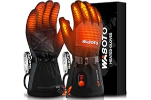 WASOTO Heated Gloves for Men Women 7.4V Battery 22.2WH Rechargeable Heated Ski Gloves Touchscreen Waterproof Electric Heated Fishing Gloves for Winter Outdoor Work Skiing Hiking Camping Raynaud Riding