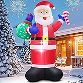 Giant Christmas Inflatable Santa Claus Outdoor, 8 FT Christmas Blow Ups Yard Decorations, Inflatable Santa with Flashing Gift Bag, Build in LED Lights Xmas Decorations for Party Garden Lawn Decor