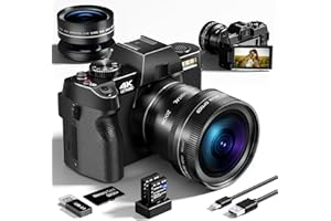 G-Anica Digital Camera, 48MP Cameras for Photography with WiFi & App Control, 4K Vlogging Camera for YouTube,Compact Camera,Perfect for Entry-Level Users and Beginners with Macro&Wide Lens-32GB Card