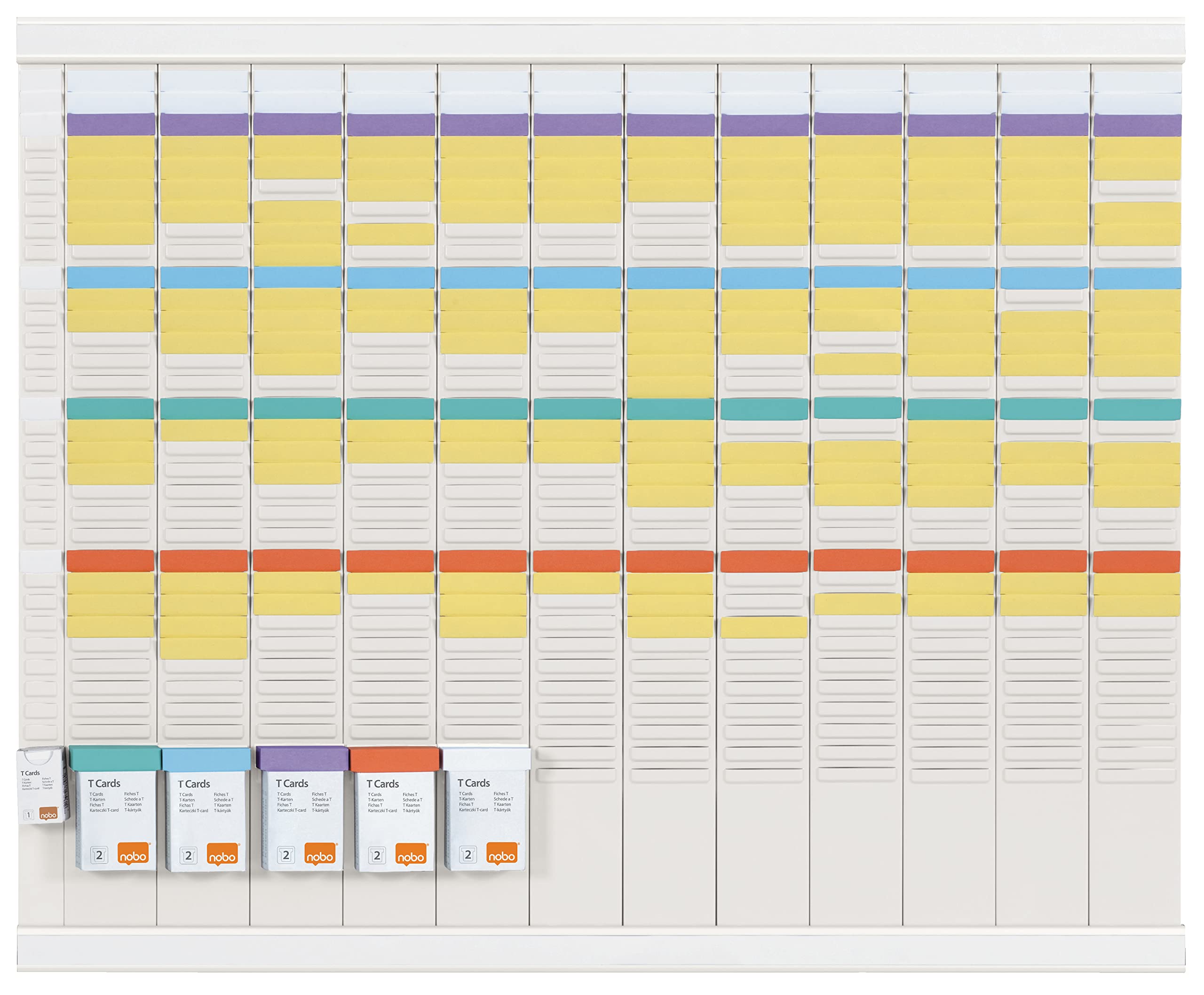 Nobo - 1915628 - Annual Planning Kit with T-Plugs, Wall Mount, 12 Columns & 32 Slots for T-Plugs Index 2, T Plug/Index Column Included, White, 1915628
