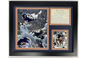 Legends Never Die Chicago Bears Hall of Fame Running Back Walter Payton Collectible | Framed Photo Collage Decor - 12"x15", Model: 11457U, Black