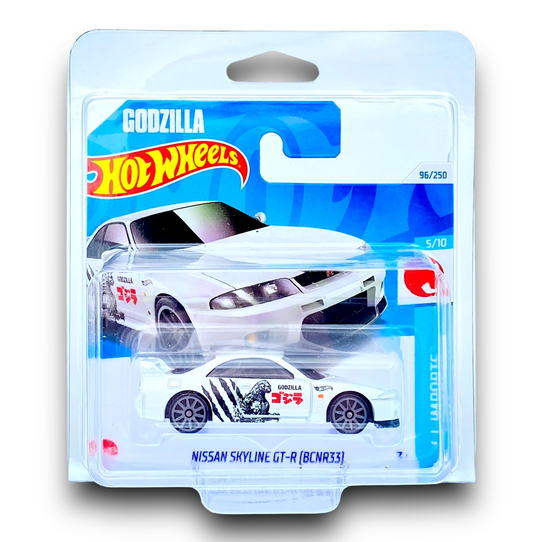 Hot Wheels Nissan Skyline GT-R (BNR33) (White & Black (Godzilla)) 5/10 HW J-Imports - 2024-96/250 (Short Card) - COMES IN A GENUINE KLAS CAR KEEPER PROTECTOR CASE - HTC44