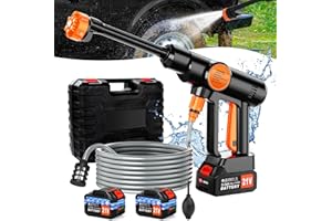 LEMOLIFYS 6000mAh Portable Cordless Pressure Washer, Electric Pressure Washer Battery Powered, Handheld Car Washer with 6-in-1 Nozzle,17FT Drain Hose, Power Cleaner for Patio Floor Fence Deck Indoor