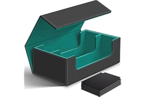 Homthy 1200+ Card Deck Case for Trading Cards, Leather Magnetic Closure Commander Card Storage Box Magic Card Protectors Fit for YuGiOh, MTG and Sport Cards (Cyan)