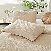 Brandream Beige Quilted Pillow Shams Cotton King Size Pillow Cases Set of 2 Comfy Soft Decorative Pillow Covers