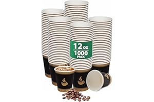 Morning Dew (12 oz, 1000 ct) Hot Paper Cup, to Go Hot Coffee Cups, Disposable Cups for Hot Beverages, Paper Cups Perfect for 