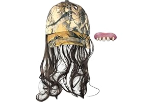 Billy-Bob All In One Redneck Kit - Billy Ray Camo Hat with Mullet and Handmade Redneck Teeth