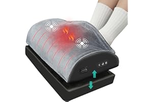 SNAILAX Heated Foot Rest Under Desk at Work, Ergonomic Desk Footrest with Vibrating Massage and Adjustable Height, Foot Warmer with Pocket, 3 Vibration Modes & 2 Heating Levels,Memory Foam,Office Home Gaming